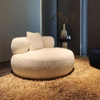 Fauteuil de salon en tissu velours, fauteuil simple, fauteuil rond blanc