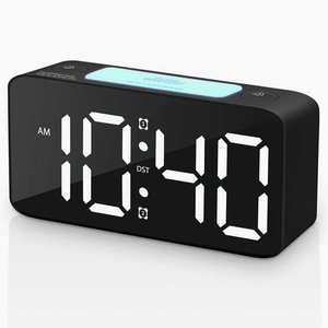 Digital Alarm <b>Clock</b> <b>LED</b> Display Desk Table <b>Clock</b> USB Rechargeable Adjustable Volume Snooze Night Light for Bedroom - Product Image 5