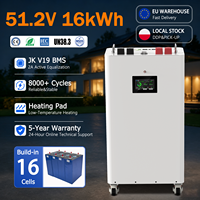 Batterie au lithium de stockage d'énergie 16 kW 51,2 V 314 Ah 16 kWh LiFePO4 JK V19 BMS pour l'énergie solaire avec plus de 8000 cycles de vie - Stock Pologne
