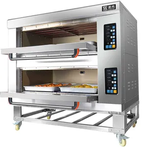 2 Deck 6 Tablett Pizza ofen Gewerblicher elektrischer Mikrowellen herd Voll automatischer Backofen