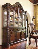 Ensemble de salle à manger traditionnel européen de luxe en bois massif sculpté à la main avec table et chaises