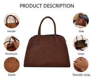 3226-1 automne à la mode concepteur marron daim fourre-tout en cuir sac à bandoulière grande capacité PU ouvert dames Logo sacs pour femmes sac à main - Product Image 2