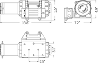 Treuil électrique LION WINCHS WIN-4000S-12V 12V 4000LBS pour véhicules tout-terrain ATV/UTV avec corde synthétique et câble en acier