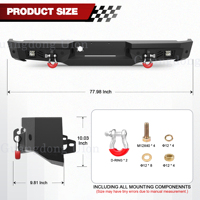 ULON Factory Hot Sell Steel Rear Bumper Bar for Dodge Ram 1500 2002-2008, Ram 2500/3500 2003-2009, Carbon Steel Black
