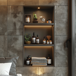 Groothandel Hoekige Ingebouwde RVS LED Licht Niche Organizer Badkamer Accessoires Opberg Niche Wandplank - Product Image 6
