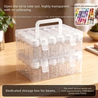 Boîte de rangement transparente en plastique grande capacité avec poignée, idéale pour les perles Perler et la classification des accessoires d'artisanat