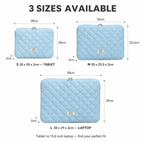 Housse matelassée pour ordinateur portable en tissu de coton matelassé losanges avec double fermeture éclair pour ordinateur portable de 13, 14, 15,6 et 16 pouces