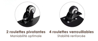 Chariot de cuisine noir avec système de recyclage, chariot de cuisine en fibre plastique avec système de recyclage, fibre plastique sur roulettes