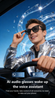 Lunettes Intelligentes F70 AI : Traduction en Temps Réel, Assistant IA, Stabilisation, Appels, Lecteur de Musique, Contrôle Tactile, Double Fonctionnalité