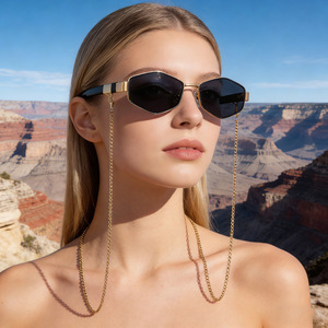 Lunettes de soleil polygonales pour femmes Sl 98461, monture en plastique noir et métal, verres PC, protection UV400, style extérieur - Product Image 4