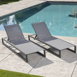 商业合同家具太阳椅户外花园铝框Tslin网状躺椅泳池躺椅