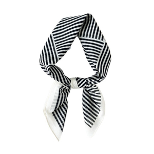 Sciarpa a Righe Francesi Bianche e Nere per Donna, Stile Sottile Primaverile ed Estivo, Foulard Piccolo Artistico e alla Moda - Product Image 6