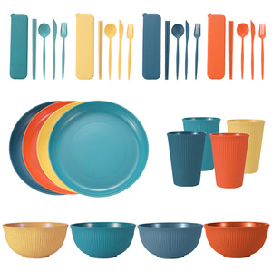 Lot de 28 pièces de vaisselle chinoise en plastique pour 4 personnes, comprenant des plateaux, des bols et des assiettes – Vente chaude en gros - Product Image 5