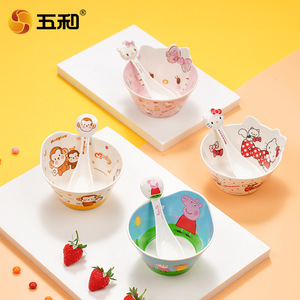 Baby Children's Bowls And Spoons Heart Shape Cartoon Design For 1-2 Years Old Anti Scalding Supplementary Food Bowl Set - Product Image 5