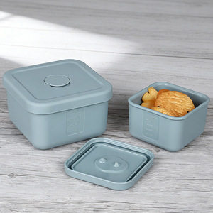 Juego de loncheras cuadradas de silicona de grado alimenticio, 3 piezas, herméticas, aptas para microondas, para uso en la oficina - Product Image 3