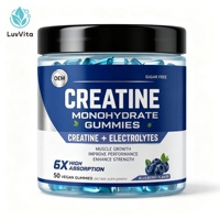 LUVVITA OEM Gummies de Créatine Monohydrate en Vrac 2500 mg 5000 mg Sans Sucre Suppléments HCL Marque Privée Gummies de Créatine pour Femmes
