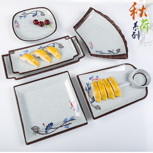 Juego de Platos de Melamina Irregulares con Estampado Floral para Uso en Hoteles y Fiestas - Product Image 1