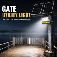 Reflector LED Solar de Aluminio IP66 de 300W con Dos Paneles Separados, Nueva Batería de 3.2V 45AH, Alta Luminosidad para Exteriores, Patio, Estacionamiento