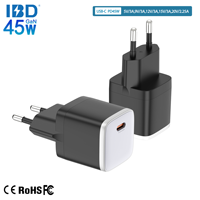 Chargeur mural pour ordinateur portable pliable super rapide GaN 45W PD3.0 ignifuge OEM d'origine pour voyages d'affaires en Australie/Europe/Royaume-Uni