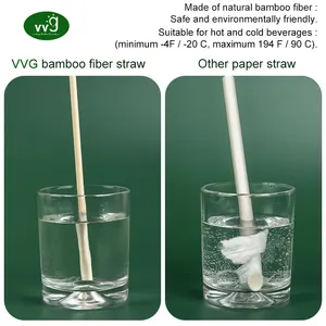 VVG 50 adet/paket 200*8mm çevre dostu compostable biyobozunur bambu elyaf içme süt çay için tek kullanımlık kağıt payet