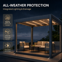 Pergola motorisée de luxe en aluminium, imperméable, avec toit à lames orientables, pour jardin, patio, balcon