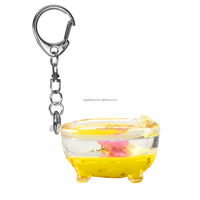 Porte-clés créatif en acrylique liquide avec décoration flottante 3D, paillettes et sable mouvant aquatique, cadeau promotionnel