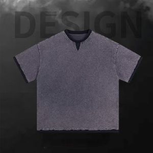 High Quality 100% Cotton Knitted Oversized Streetwear T-<b>Shirt</b> Vintage Heavyweight Print Plain Tees Wholesale Custom Men T-<b>Shirt</b> - Product Image 1
