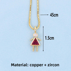 रंगीन 12 जन्मदिन के छोटे लड़के लड़की महिलाओं के पेलेंट हार 18k सोने की प्लेटेड ज़िरकोनिया मिनी प्यारा पीतल गहने थोक - Product Image 6