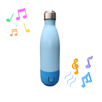 Botol minum Bluetooth nirkabel, pengeras suara dinding ganda terisolasi vakum Stainless Steel