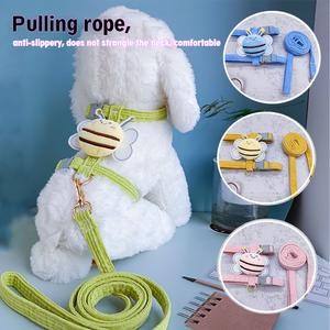 Bee Set rompi kucing & anjing motif H, Set <span class=keywords><strong>Harness</strong></span> anjing dan kucing, rompi & tali untuk anjing kecil, kucing, bisa disesuaikan - Product Image 2