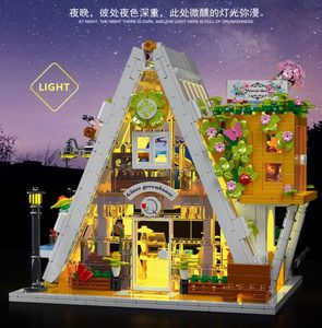 Mork 031065 kính nhà kính hoa cửa hàng xem đường phố moc mô-đun kiến trúc gạch giáo dục đồ chơi Quà tặng xây dựng khối Bộ - Product Image 2
