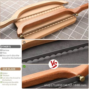 Wooden <b>Bread</b> <b>Knife</b> Serrated Stainless Steel Blade 8-9.9in Anti Bending Crumb Free For Baguette Slicing - Product Image 3