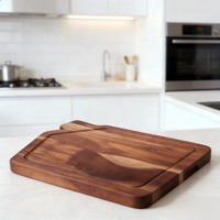 Planche à découper en bois d'acacia de qualité supérieure, en forme de maison, en bois naturel, avec rainure pour les jus, pour la décoration de la cuisine à domicile