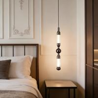 Suspension LED Nordique Moderne Minimaliste, Tube Cylindrique en Fer Doré et Noir, Acrylique, pour Salon, Chambre, Coin