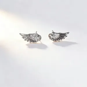 Shiny <b>Stud</b> Earrings for Women Wing Shape Earring <b>Studs</b> Ear Piercing Fashion Cute Jewelry Gifts Punk Gothic Cross Decoration - Product Image 4