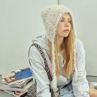 Bonnet élégant en tricot à fourrure douce avec oreilles d'animaux pour les femmes et les adolescents par temps froid d'hiver
