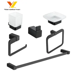 Zinc Alloy Factory Wholesale Modern Bathroom Hardware Black Bathroom Accessories Set For Home And Hotel