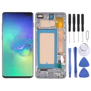 Pantalla TFT LCD con marco para Samsung Galaxy S10 + no admite identificación de huellas dactilares (Plata)