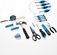 Ensemble d'outils à main de base de 39 pièces avec boîte de rangement pour la maison, le garage, le bureau, le dortoir universitaire - Bleu
