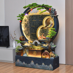 Fuente de Pared con Cortina de Agua Circular Quanfangyuan, 120x43x178cm, Decoración Interior de Estilo Feng Shui - Product Image 4