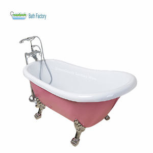 <span class=keywords><strong>Baignoire</strong></span> autoportante classique ovale rose en acrylique à pieds, pour salle de bain intérieure, avec pieds - Product Image 1