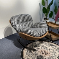Fauteuil à bascule Swan, fauteuil de relaxation moderne rembourré, confortable, en tissu, pour salon, balcon, détente