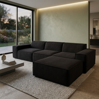 Kleines Schlafsofa-Set für Apartments, Modernes Rechteckiges Stoff-Ecksofa für Villa-Wohnzimmermöbel