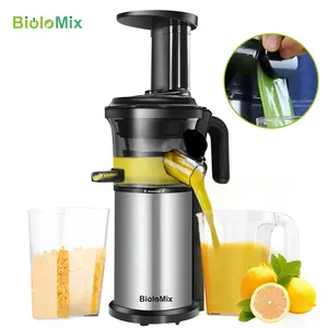 BioloMix-exprimidor de zumo de frutas y verduras de acero inoxidable, Extractor de zumo compacto de prensado en frío, 200W, 40RPM