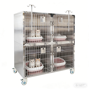 Jaula Modular para Gatos de Acero Inoxidable 304, Combinable en 4 Unidades, para Clínica Veterinaria - Product Image 1