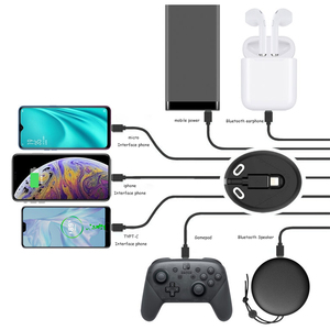 Venta al por mayor Multi plana TPE cable de carga retráctil micro USB tipo C V8 en espiral 3 en 1 cable USB magnético - Product Image 4