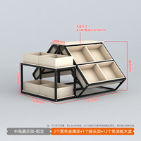 Étagère d'îlot pliable moderne en métal et bois robuste, à un seul côté, pour fruits, snacks, pain, mobilier de supermarché