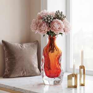 Modernos Floreros de Vidrio de Boca Pequeña para Regalo, Color Rojo Transparente, Florero para el Hogar, para Fiestas, Jardín, Decoración del Hogar - Product Image 2