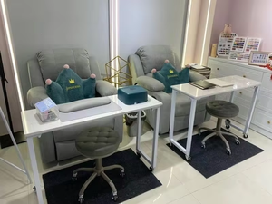 Mobile Wood Manicure Table Marble Top Modern Design Multifunctional <b>Nail</b> Spa Equipment Easy-Clean Commercial Salon Furniture - Product Image 4