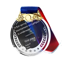 Médailles de sport en cristal de forme ronde gravées au laser HBL Wholesale, souvenirs de marathon de football MVP